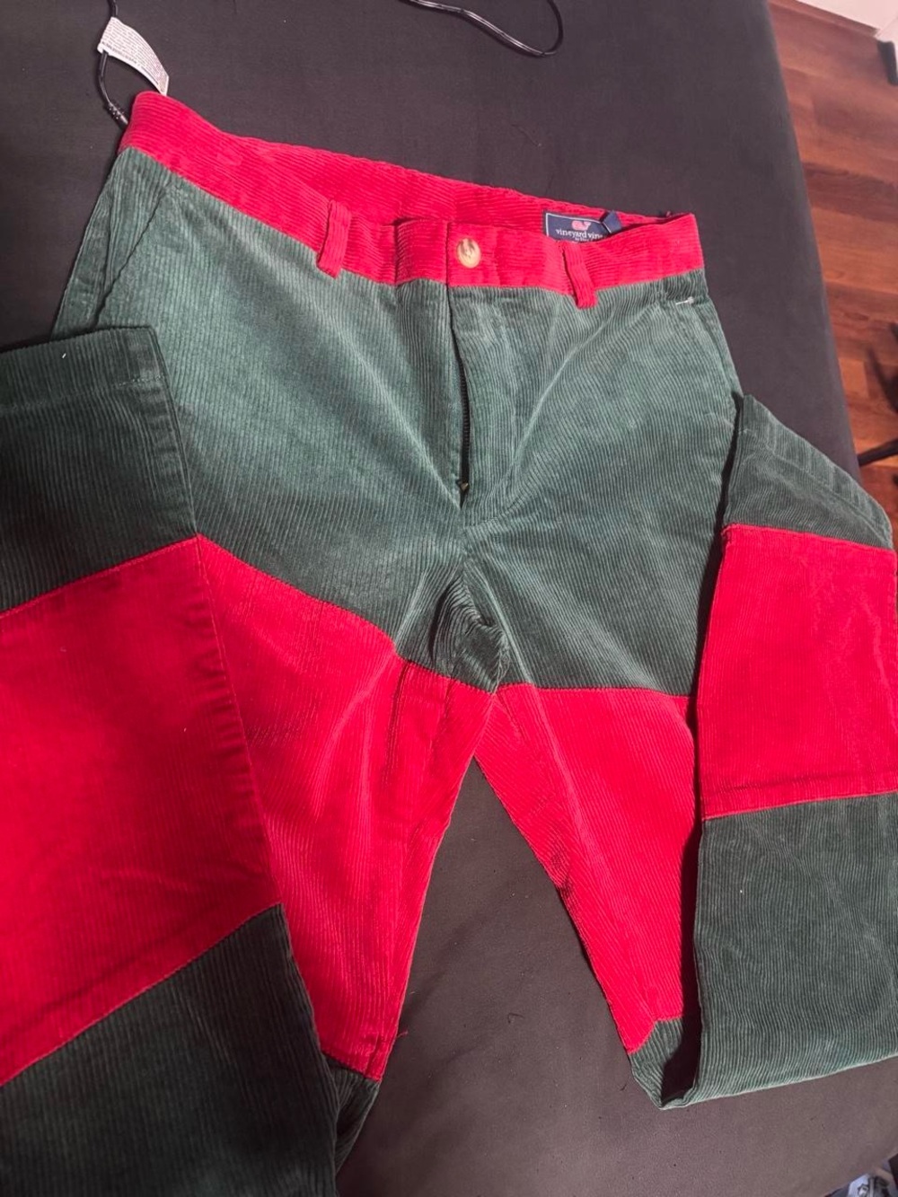 Ivy crew Corduroy pants - Green & Red Corduroy Patchwork Men’s Pants